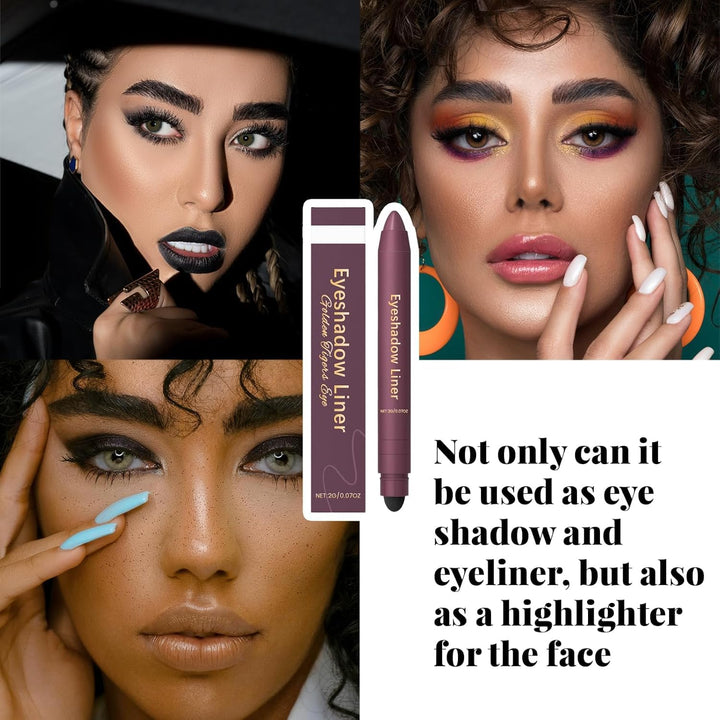 Shadow Liner Duo Plum: 2-In-1 Waterproof Eyeliner & Eyeshadow Stick, Smooth & Easy to Apply for Smoky or Natural Looks 6 Colors (2PCS-D)