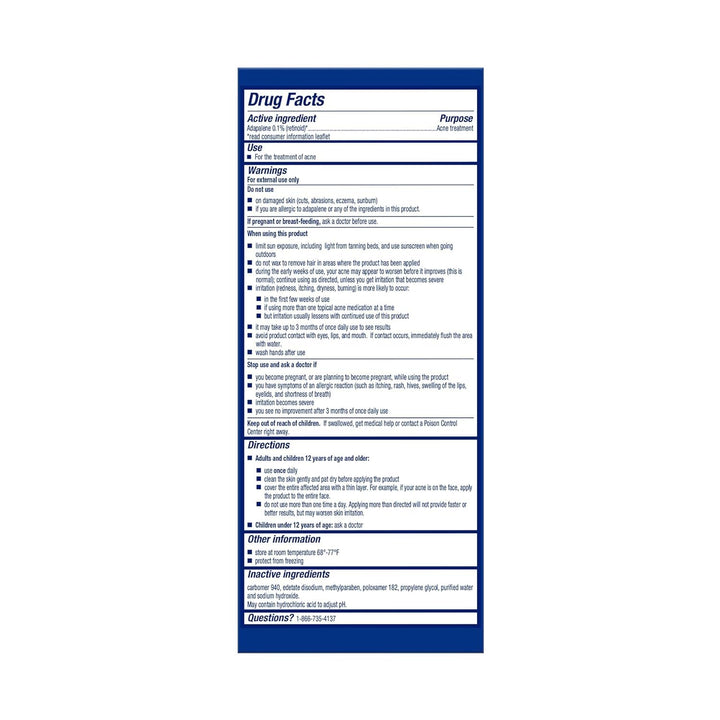 Acne Treatment Gel, 30 Day Supply, Retinoid Treatment for Face with 0.1% Adapalene, Gentle Skin Care for Acne Prone Sensitive Skin, 15G Tube (Packaging May Vary)