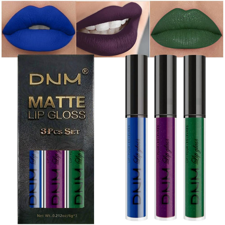 3Pcs Dark Red Purple Plum Matte Liquid Lipstick Sets for Women Matte Lip Stain Long Lasting Waterproof, Burgundy Blood Blue Red Lipstick, Black Cherry Maroon Gothic 24 Hours Magic Lipsticks