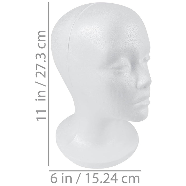 Styrofoam Model Heads ,Hat Wig Foam Mannequin Female Wig Head Stand ,Mannequin Head for Wigs , Wig Holder - round Base , 11 Inches Female Mannequin Head -1 Piece