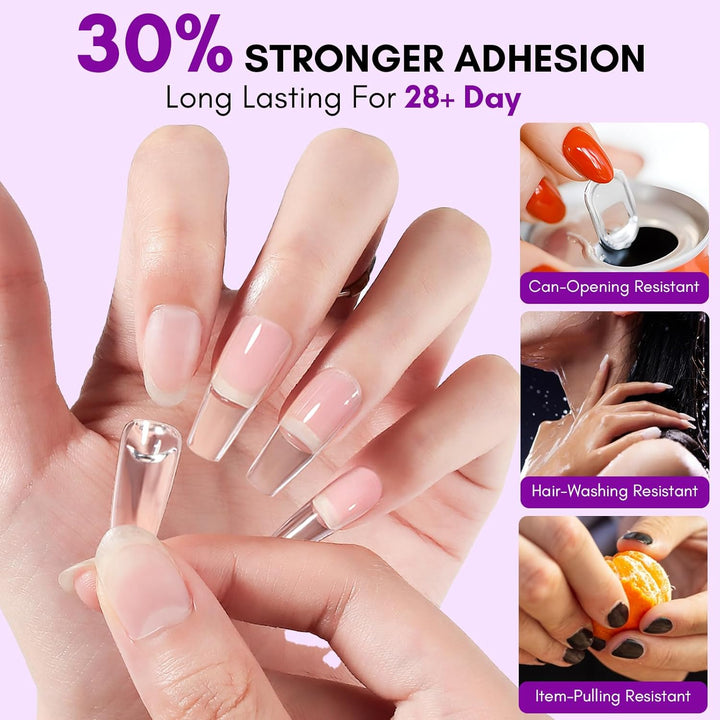 Solid Nail Glue Gel: Extra Strong Gel Nail Glue for Press on Nails & Fake Tips Long-Lasting Strong Adhesion Nails Glue for Acrylic Nails Clear 3D Gels for Nail Art Home Salon UV Light Cured