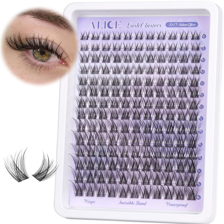 Lash Clusters Wispy Eyelash Clusters 10-18Mm 168Pcs Cluster Eyelash Extensions Natural Volume Lash Extensions DIY Individual Lashes Clusters with Soft Thin Band