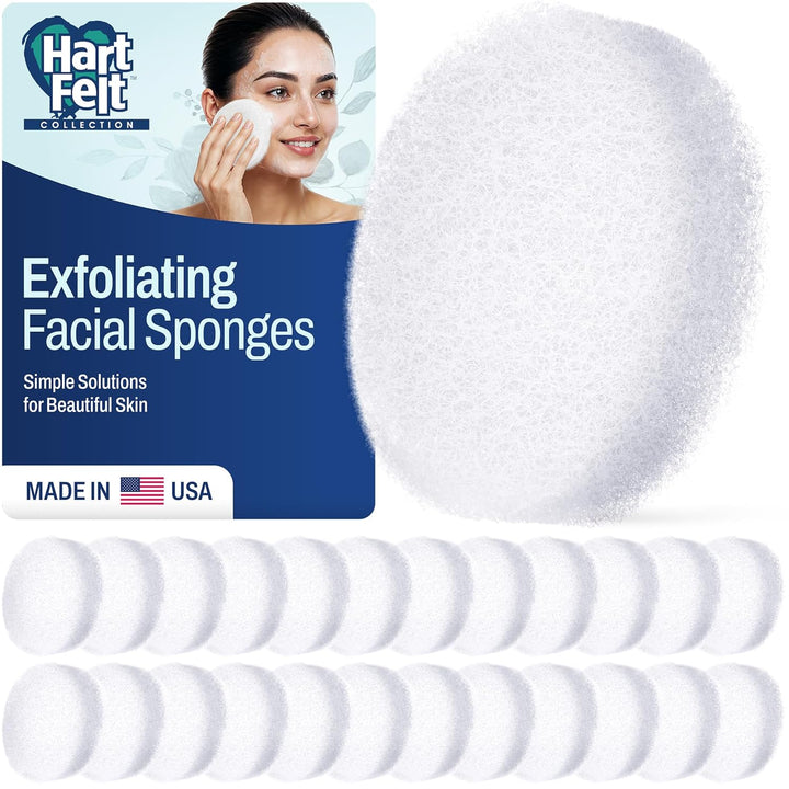 [10 Pack] Regular Exfoliating Facial Sponge for Face - Daily Cleansing Face Scrubber - Buf Dirt Away with Puf Styled Reusable Face Pads for Removing Makeup, Dirt, and Dead Skin - Made in USA