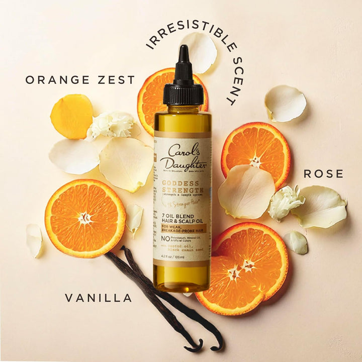 Goddess Strength 7 Oil Blend Scalp and Hair Oil for Waves, Coils and Curls, Hair Treatment with Castor Oil, 4.2 Fl Oz