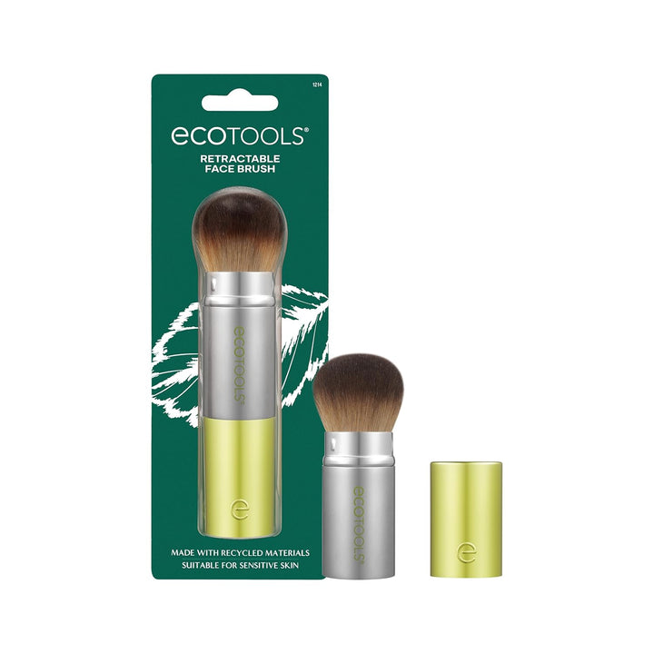 Retractable Face Makeup Brush, Kabuki Brush for Foundation, Blush, Bronzer, & Powder, Travel Friendly & Perfect for on the Go, Eco Friendly, Synthetic & Cruelty Free Bristles, 1 Count