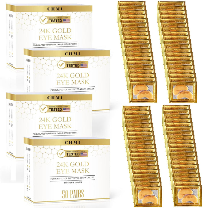 under Eye Patches (50 Pairs) - 24K Gold Eye Patches for Puffy Eyes, Dark Circles, Eyebags and Wrinkles, Collagen Skin Care Products, Beauty & Personal Care