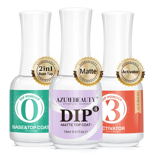 3 Pcs Dip Powder Liquid Set, Base Top Coat with Activator Matte Coat Comprehensive Professional Dipping Powder Essential Set for Dip Nail Art, 15 Ml 0.5 Oz Fast Dry No Nail Lamp Needed
