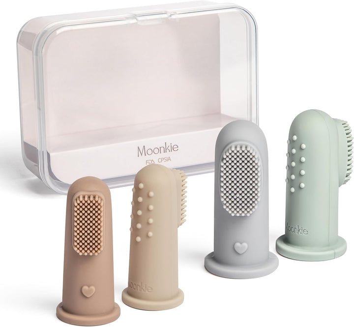 Baby Finger Toothbrush Tongue Oral Cleaner Kit for 3 Months +, 3 Pcs (Blush/Pale Mauve/Blush)