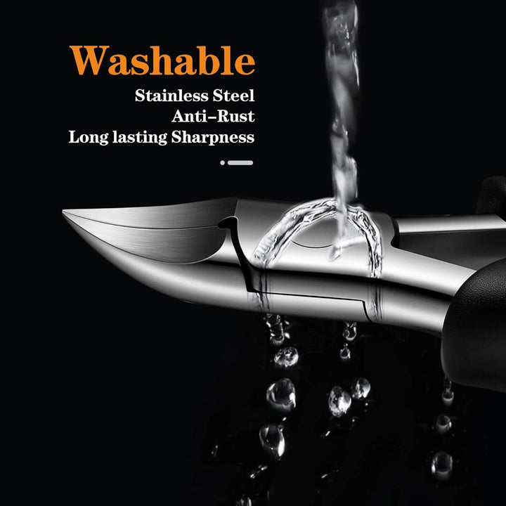 Toenail Clippers, Professional Thick & Ingrown Nail Clippers for Men & Seniors, Podiatrist Recommended, Pedicure Clippers Toenail Cutters, Stainless Steel Sharp Curved Blade Grooming Tool