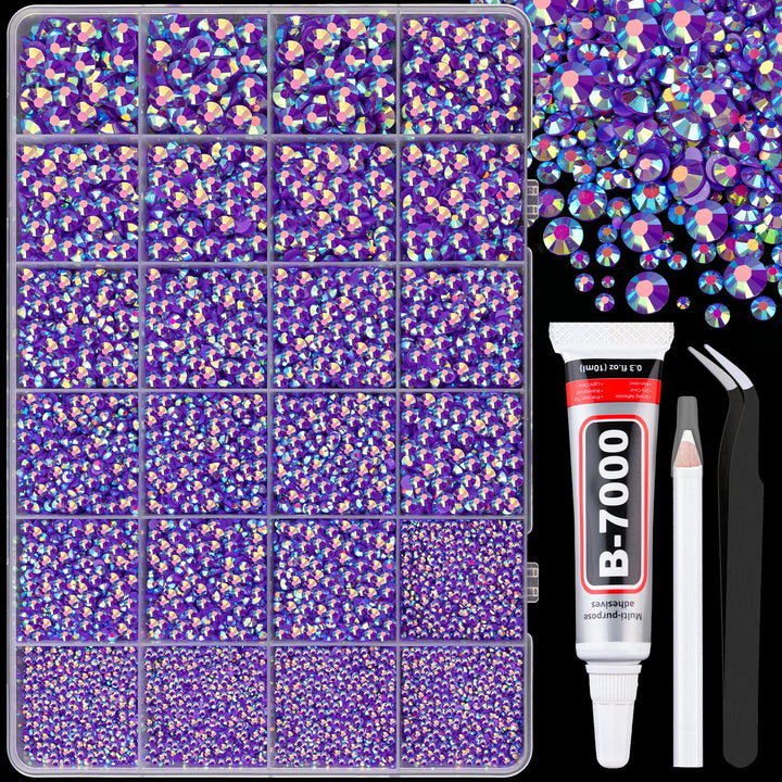 30000Pcs Resin Jelly Rhinestones for Bedazzling, Multicolor 3Mm Flatback Gems for Diamond Art, Bedazzler Kit with 3Pcs 10Ml B7000 Jewelry Glue for Nail Art Crafting Book Makeup