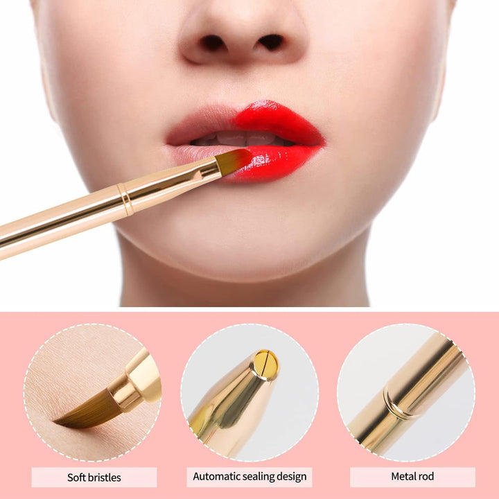 [2 Pack] Lip Brush for Lipstick, Retractable Lip Brushes, Dual-Ended Makeup Brush for Lipstick Lip Gloss, Include Lid
