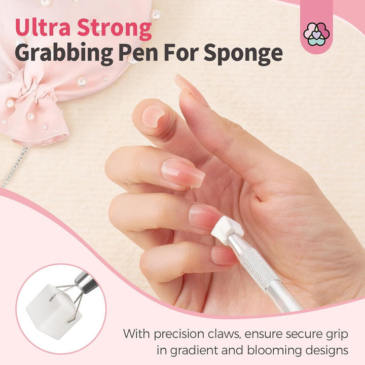 100PCS Nail Sponges for Ombre: Nail Art Sponges with Storage Box Grabbing Pen Ombre Nail Sponge Gradient Nail Tools Aura Nails Ombre Nail Brush Accessories Supplies Home DIY Nail Art Salon