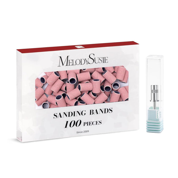 100 Pcs Nail Drill Bits Sanding Bands for Nail Drill 180 Fine Grit Nail File Sanding Bands for Acrylic Nails Gel Manicures and Pedicure