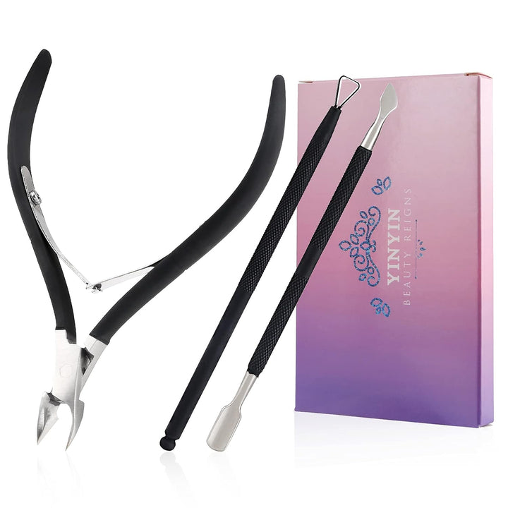 Professional Stainless Steel Nippers, Cutter Clippers, Cuticle Remover, Trimmer with Pusher, Pedicure Manicure Tools for Fingernails and Toenails, Sliver