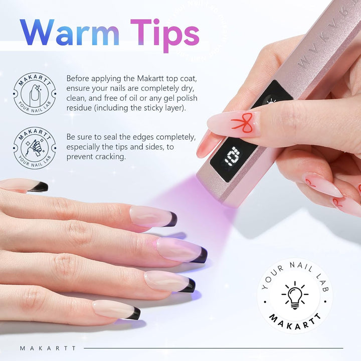 Gel Top Coat - 2 PCS No Wipe Top Coat Gel Nail Polish High Glossy Shine Finish Long Lasting, 10ML Clear Soak off UV Nail Lamp, Salon Quality Art Design for Home Use Beauty Gift