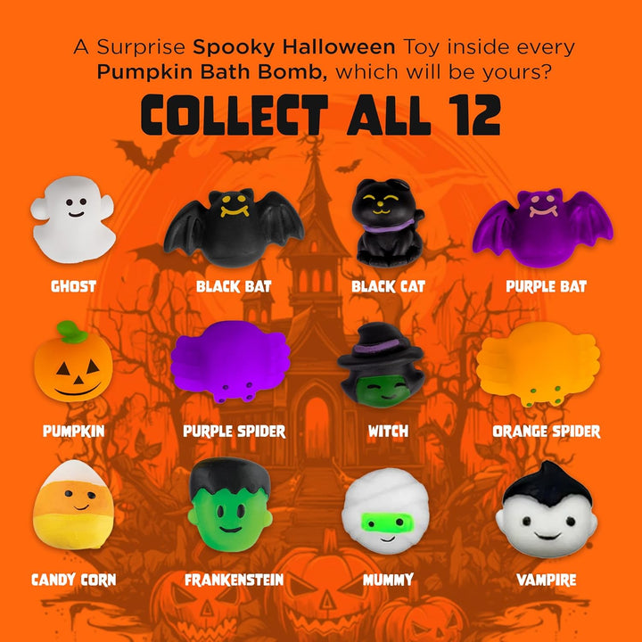 Halloween Bath Bombs for Kids with Surprise Halloween Toys inside - Large Pumpkin Bath Bombs for Kids, Boys & Girls – Spooky Boo Basket Stuffers for Kids - Made in USA Bubble Bomb by