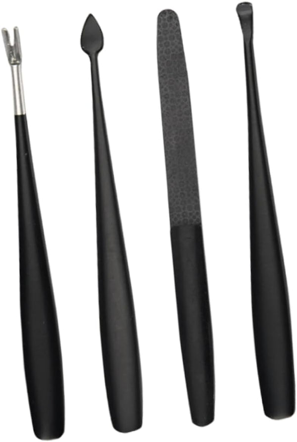 Stainless Steel Cuticle Trimmer Tool Kit 4-Piece Nail Care Set for Manicure and Pedicure Includes Dead Skin Forks and Cuticle Pusher Suitable for Home and Professional Use