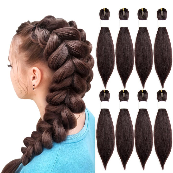 Purple Braiding Hair 20 Inch Pre Stretched Hair Long Straight Crochet Braids Yaki Texture Synthetic Fiber 4 Packs (Dark Purple)