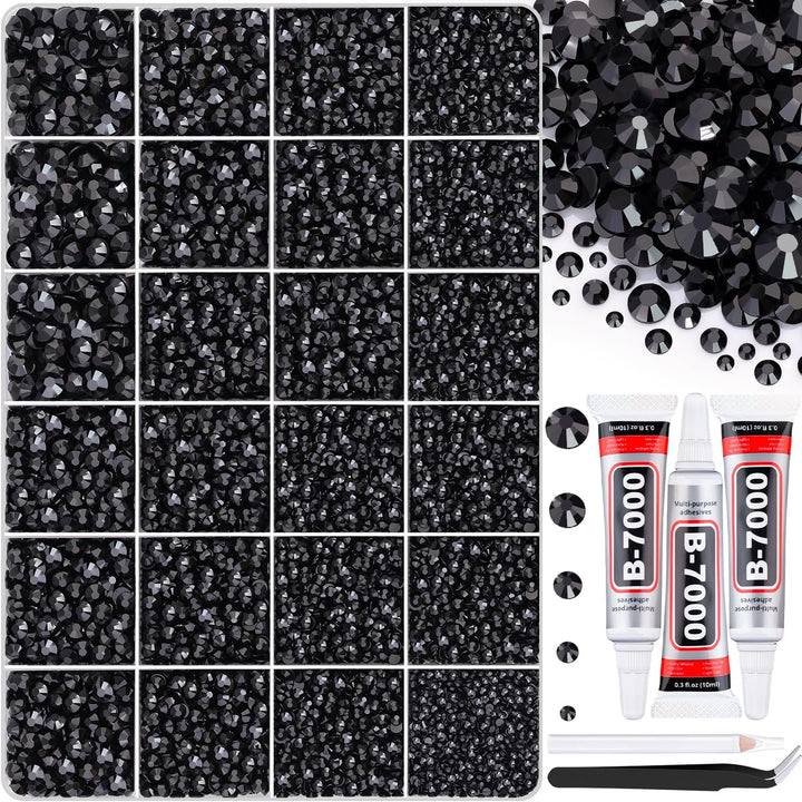 18000Pcs Resin Jelly Rhinestones for Bedazzling, Multicolor 3Mm Flatback Rainbow Gems, Bedazzler Kit with 3Pcs 10Ml B7000 Jewelry Glue for Crafts Crafting Book Shoes Nail Art