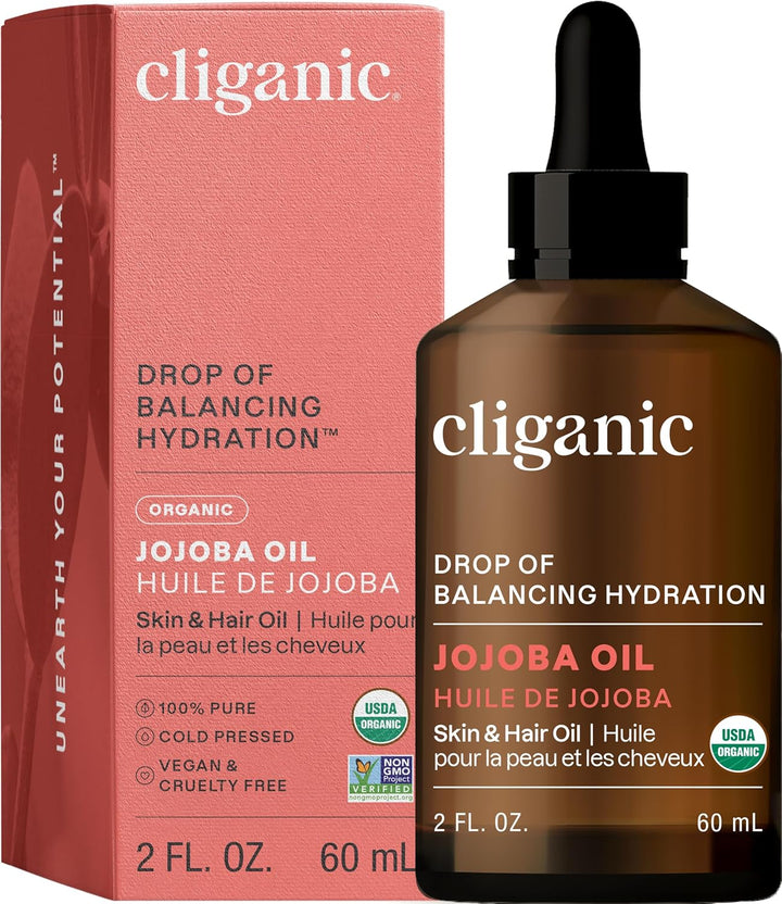 Organic Jojoba Oil, 100% Pure (4Oz) | Moisturizing for Face, Hair, Skin & Nails | Natural Cold Pressed Hexane Free | Base Carrier Oil