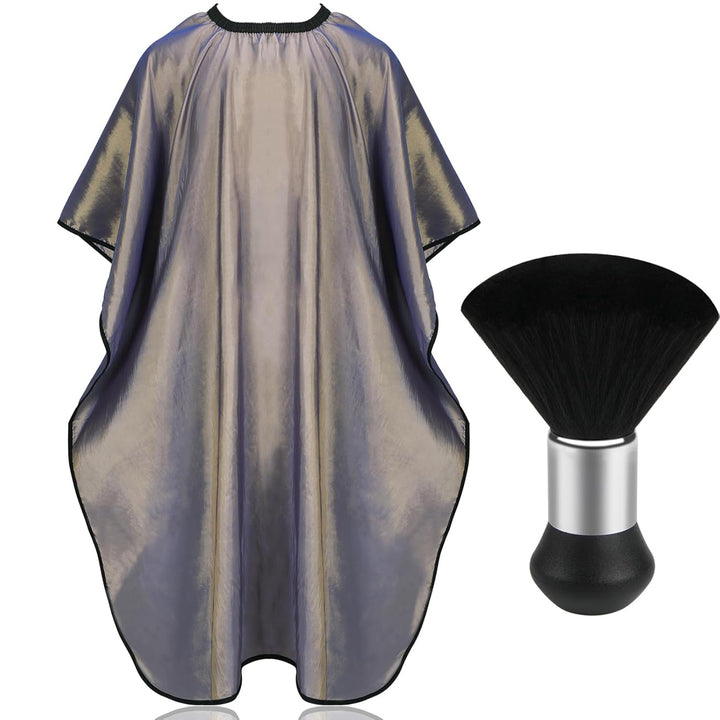Professional Hair Cutting Cape with Neck Duster Brush, Salon Barber Cape, Hair Cutting Accessories (Black)