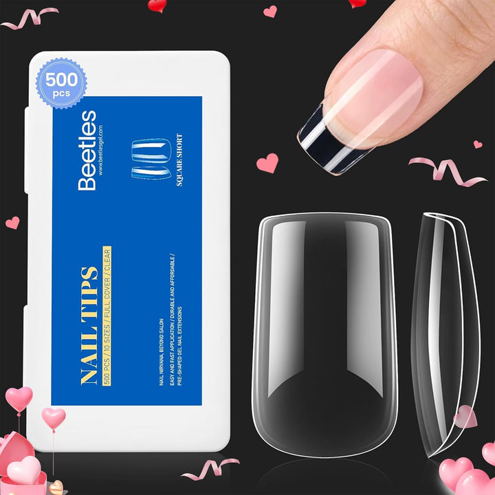 Beetles 9 in 1 Nail Glue Gel for Nail Tips and Clear Acrylic Nails Long Lasting, Curing Needed UV Extension Glue for False Nail Tips and Press on Nails, Christmas Nail Art