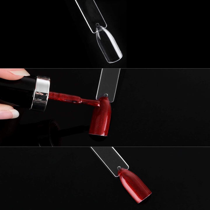 200 Pieces Clear Square Nail Tips Color Display Swatches with Metal Screw Holder Fan Shaped Plastic Sample Stick