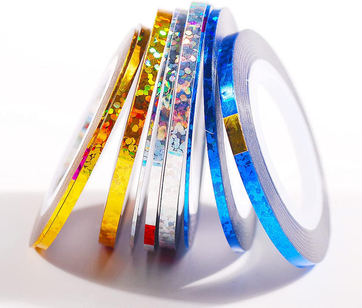 Nail Art Striping Tape Lines,36 Rolls Nail Stickers,Gold Silver Laser Nail Stripe Holographic
