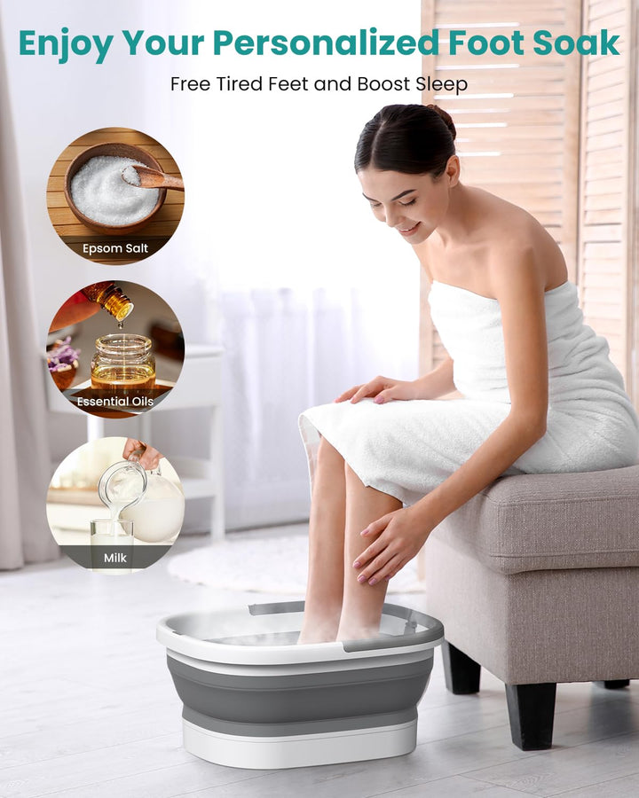 Foot Soaking Tub Collapsible Bucket for Foot Bath Soak Tub, Foot Basin Foot Soaker with 138 Acupressure Nodes and Pumice Stone for Feet Massager Pedicure Foot Spa, Gifts for Men Women Dad Mom