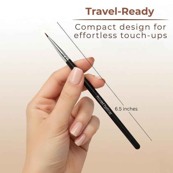 Pointed Eyeliner Brush - Ultra Fine Premium Synthetic Vegan Bristles - Precision Gel Eye Liner Brush for Makeup Artist-Quality Results, Cruelty Free by