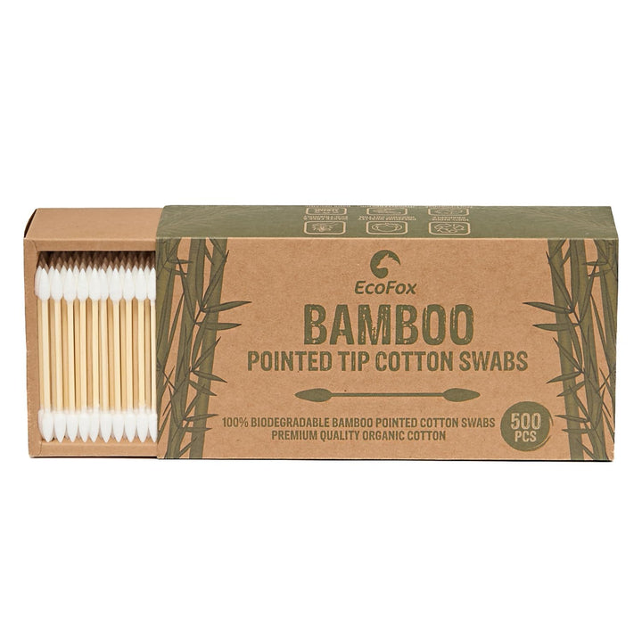 Bamboo Cotton Swabs 500 Count | Biodegradable & Organic Cotton Buds | Double Tipped Sticks | 100% Eco-Friendly & Natural | Perfect for Makeup & Nail Applications, Arts & Crafts, Removing Dust & Dirt…