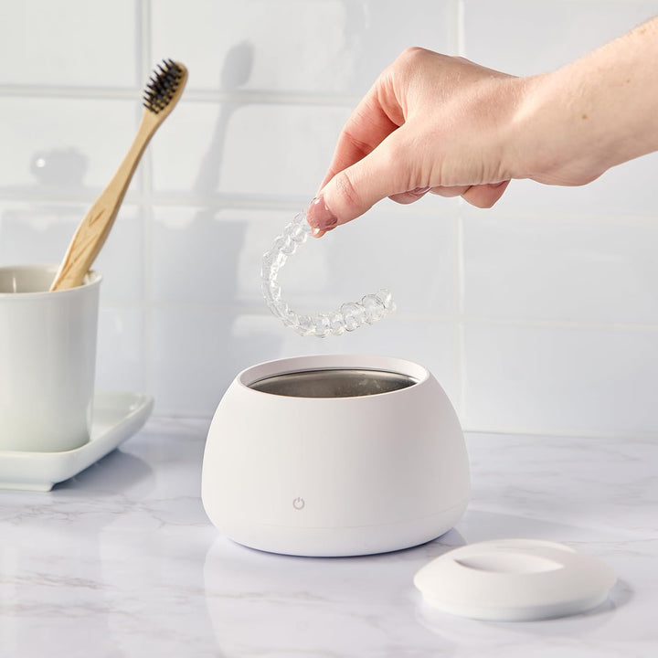 Pod: Ultrasonic Retainer Cleaner. the Original Retainer Cleaner Machine, Aligner Cleaner, Nightguard Cleaner, Mouthguard Cleaner, Denture Cleaner. Ultrasonic Cleaner for Oral Dental Care
