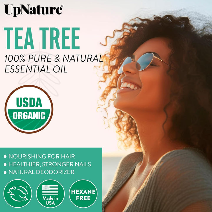 Organic Tea Tree Oil - 100% Pure Tea Tree Oil for Skin, Hair, Toenail, 2Oz
