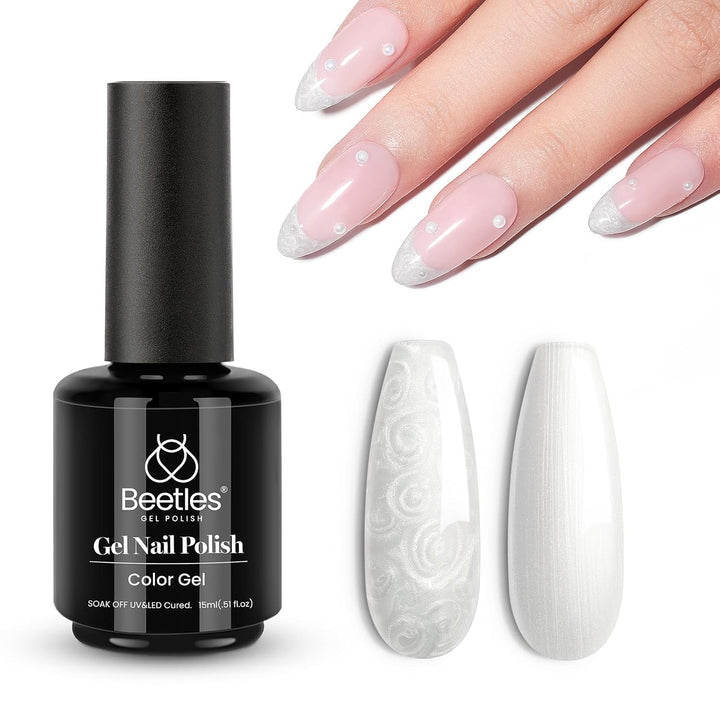 Beetles White Gel Nail Polish Black Gel Polish Kit 2 Pcs 15Ml Black and White Polish French Nails Soak off Led Nails Art Manicure Salon Diy at Home