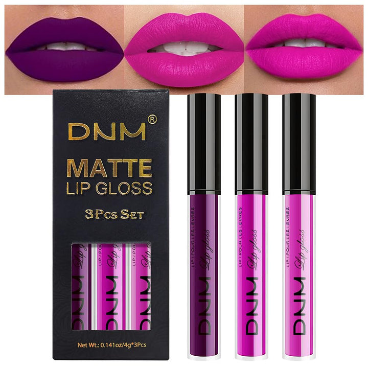 3Pcs Dark Red Purple Plum Matte Liquid Lipstick Sets for Women Matte Lip Stain Long Lasting Waterproof, Burgundy Blood Blue Red Lipstick, Black Cherry Maroon Gothic 24 Hours Magic Lipsticks