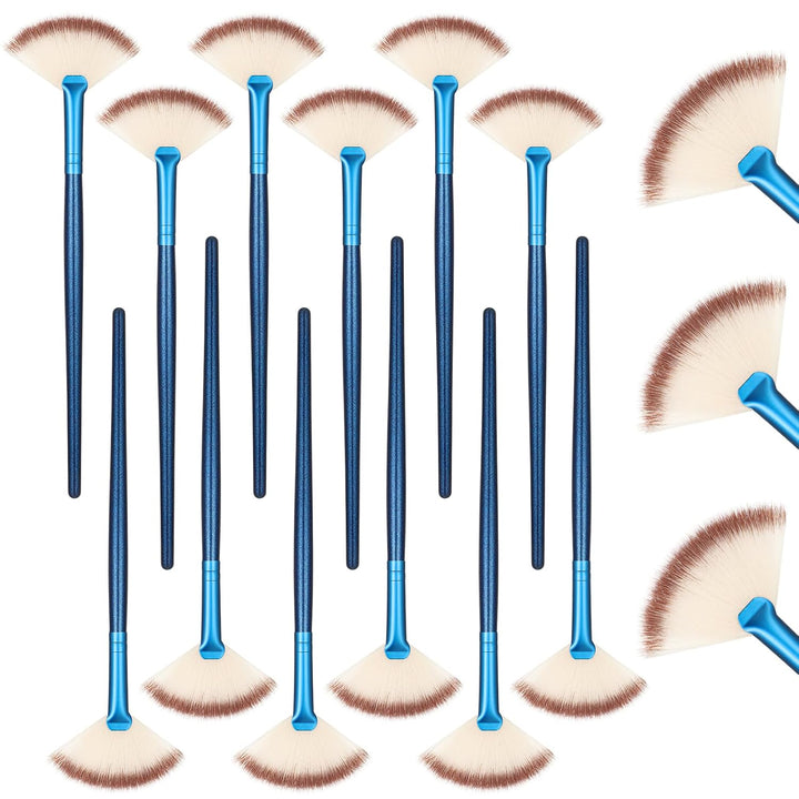 12 Pcs Soft Facial Fan Brush Blush Makeup Brush Face Mask Acid Applicator Multi Use Cosmetic Tools for Peel Mask Makeup for Mud Cream(Black)