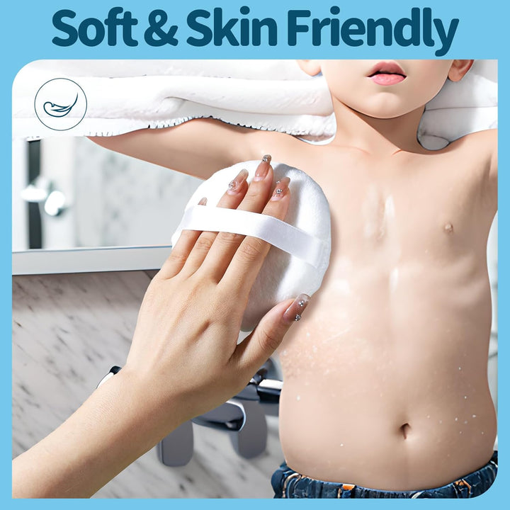 2Pcs Powder Puff, 4.13 Inch Powder Puff for Body Powder, Body Powder Puff Large Powder Puff Loose Powder Puffs Soft Velour Body Powder Puff and Container White