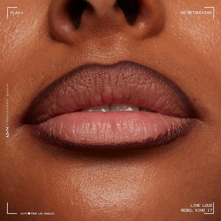 Line Loud Lip Liner, Longwear and Pigmented Lip Pencil with Jojoba Oil & Vitamin E - Rebel Kind (Chocolate Brown)