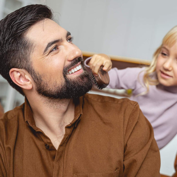 Small Travel Beard Brush - Natural Boar Bristles with Black Walnut Wood