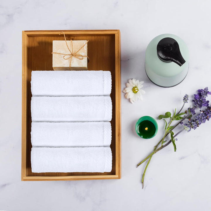 Cotton Washcloths, Quick-Dry, 12" X 12", 12-Pack, White