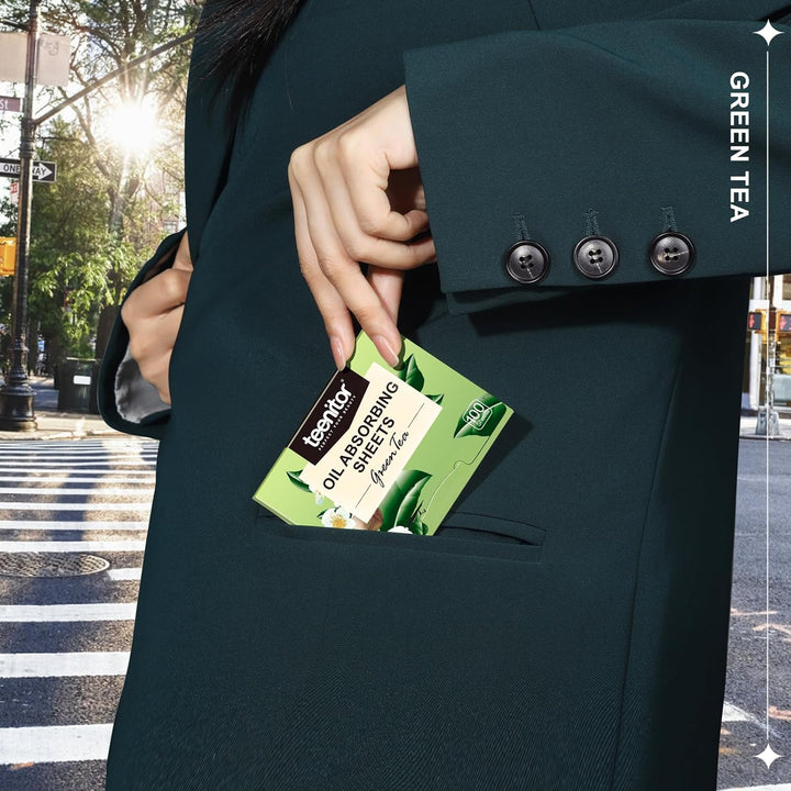 Oil Blotting Sheets for Face, 400 Sheets Green Tea Oil Absorbing Sheets Blotting Paper for Oily Skin, Oil Absorbent Pads Face Oil Wipes Oil Sheets for Women, Oil Control Film Large 10Cmx7Cm