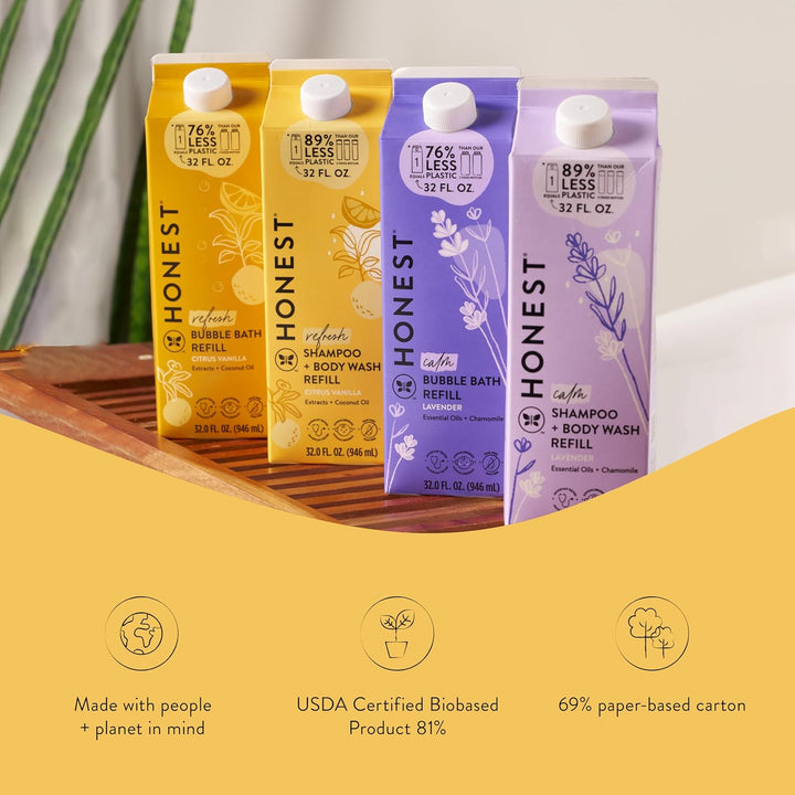 2-In-1 Cleansing Shampoo + Body Wash Refill Carton | Gentle for Baby | Naturally Derived, Tear-Free, Hypoallergenic | Citrus Vanilla Refresh, 32 Fl Oz