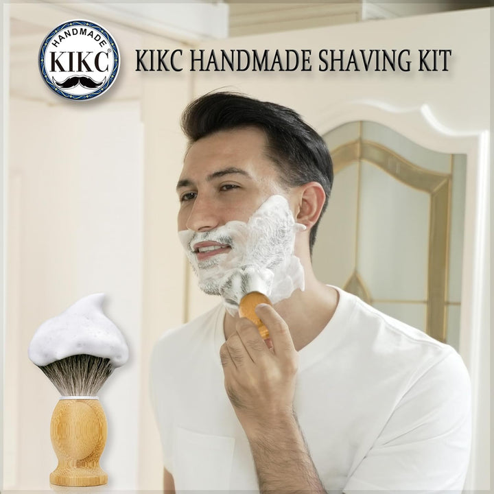 Hand Crafted Pure Badger Shaving Brush for Wet Shave, Comfortable Bamboo Handle, Soft Bristle, Best Gift for Bearded Man