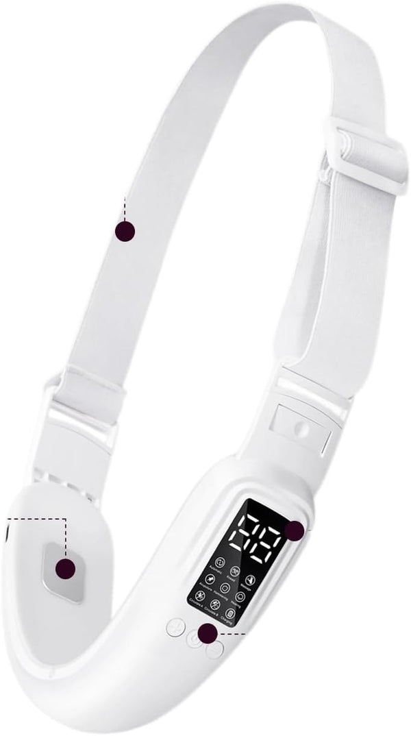 V-Face Shaper - Electric Double Chin Reduces & Face Slimming Device with 8 Massage Modes, 15 Intensity Levels for Women - Lift & Define Jawline - White