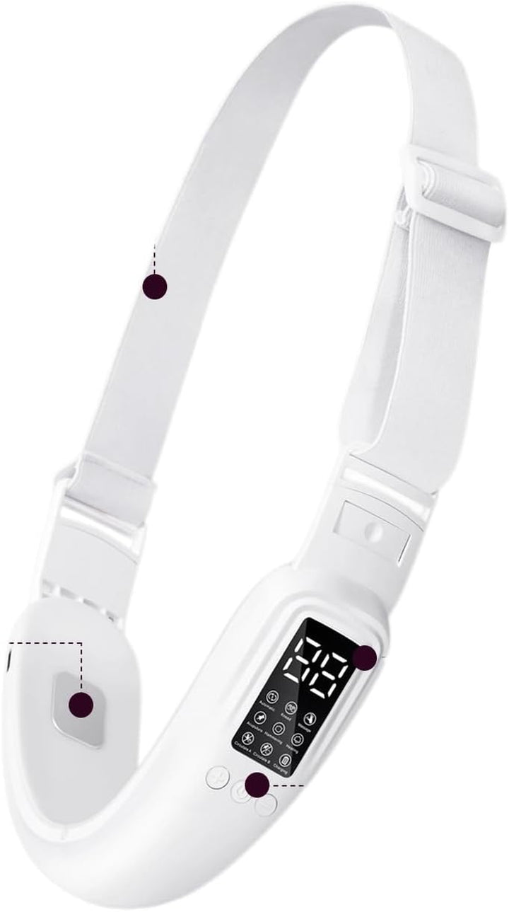 V-Face Shaper - Electric Double Chin Reduces & Face Slimming Device with 8 Massage Modes, 15 Intensity Levels for Women - Lift & Define Jawline - White
