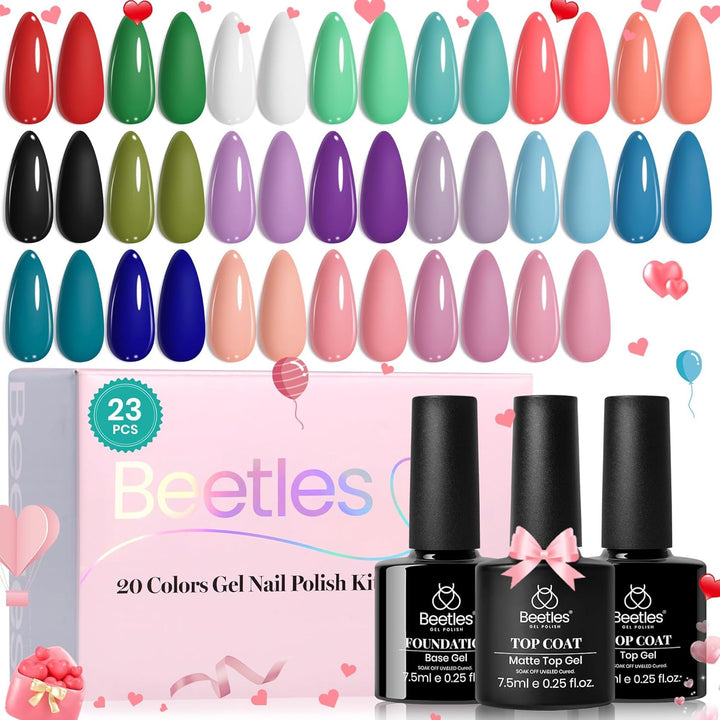 Beetles Gel Nail Polish Kit with U V Light 68 Pcs Emotional Spectrum 35 Colors Gel Polish Nail Kit with Base and Matte&Glossy Top Coat Soak off All Season DIY Set Manicure Tools Gifts for Women