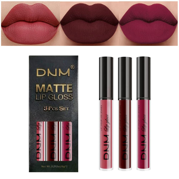3Pcs Dark Red Purple Plum Matte Liquid Lipstick Sets for Women Matte Lip Stain Long Lasting Waterproof, Burgundy Blood Blue Red Lipstick, Black Cherry Maroon Gothic 24 Hours Magic Lipsticks