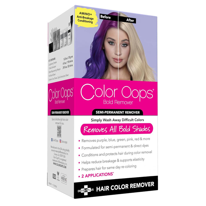 Bold Remover, 2 Applications, Hair Dye Remover Safely Removes Direct Dyes and Semi Permanent Hair Color, Recolor the Same Day, Vegan & Cruelty Free