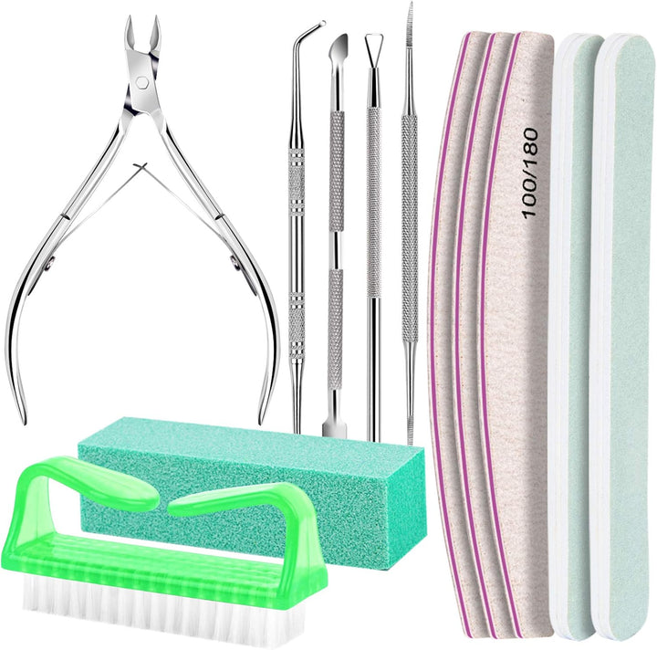 Nail Care Kit, Nail Files 100/180, Nail Tools, Nail Buffer Block, Cuticle Nippers, Cuticle Trimmer, Cuticle Pusher, Nail Kit, Pedicure & Manicure Tools, Nail Prep Kit, Manicure Kit for Women