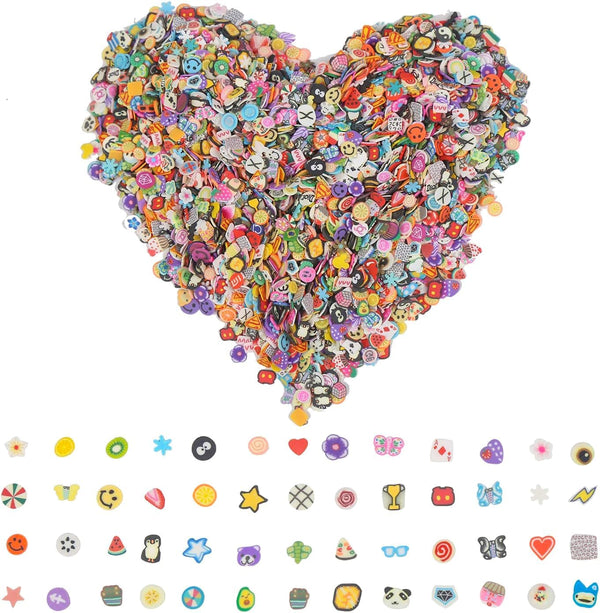 5000 Pcs 3D Nail Art Slice,Fruits Animals Flowers Slices for Slime Mini Fruit Fimo Clay Slices Hundreds Pattern for Nail Stuff DIY,1/5 Inch.